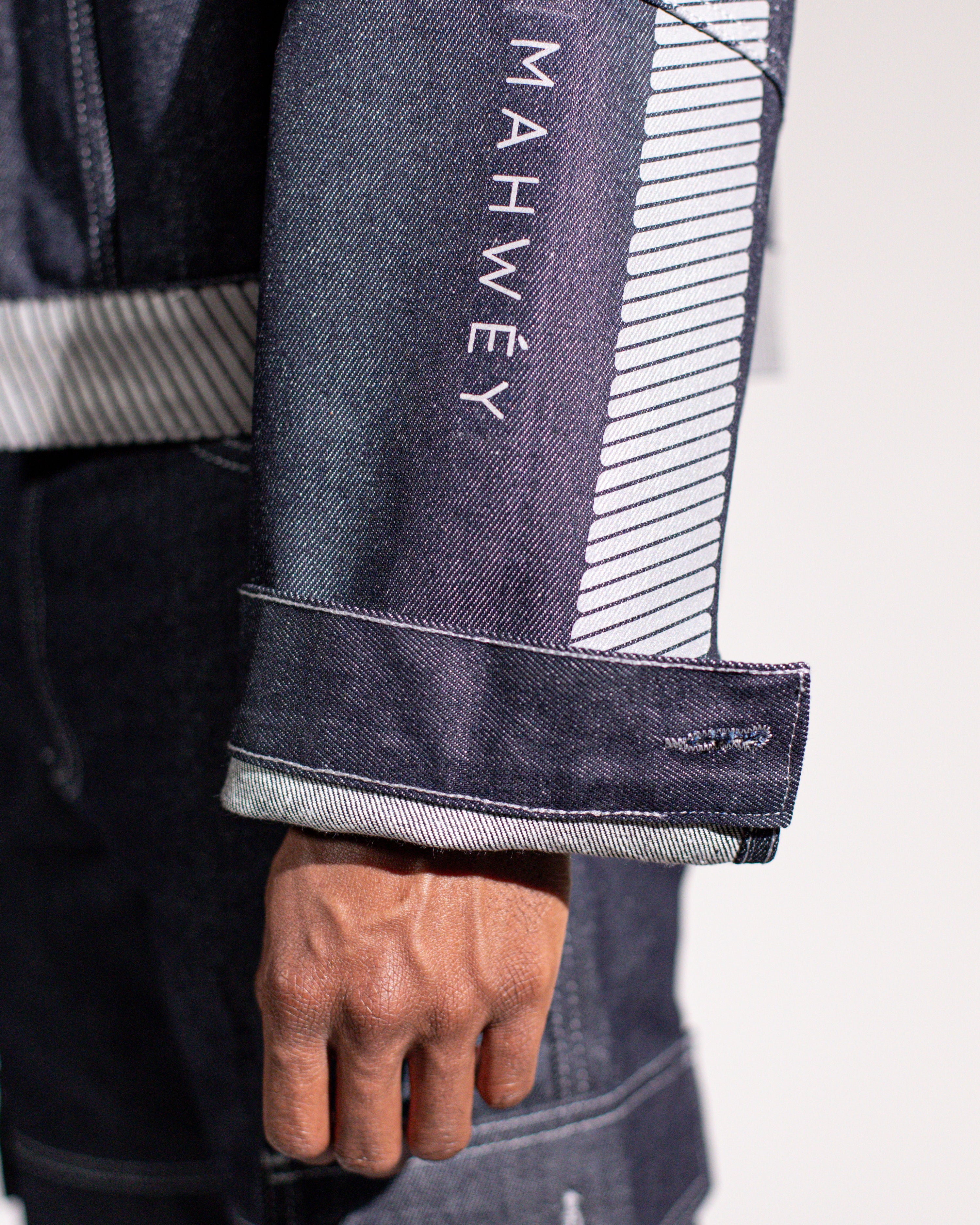 MAHWÉY logo on men's denim jacket