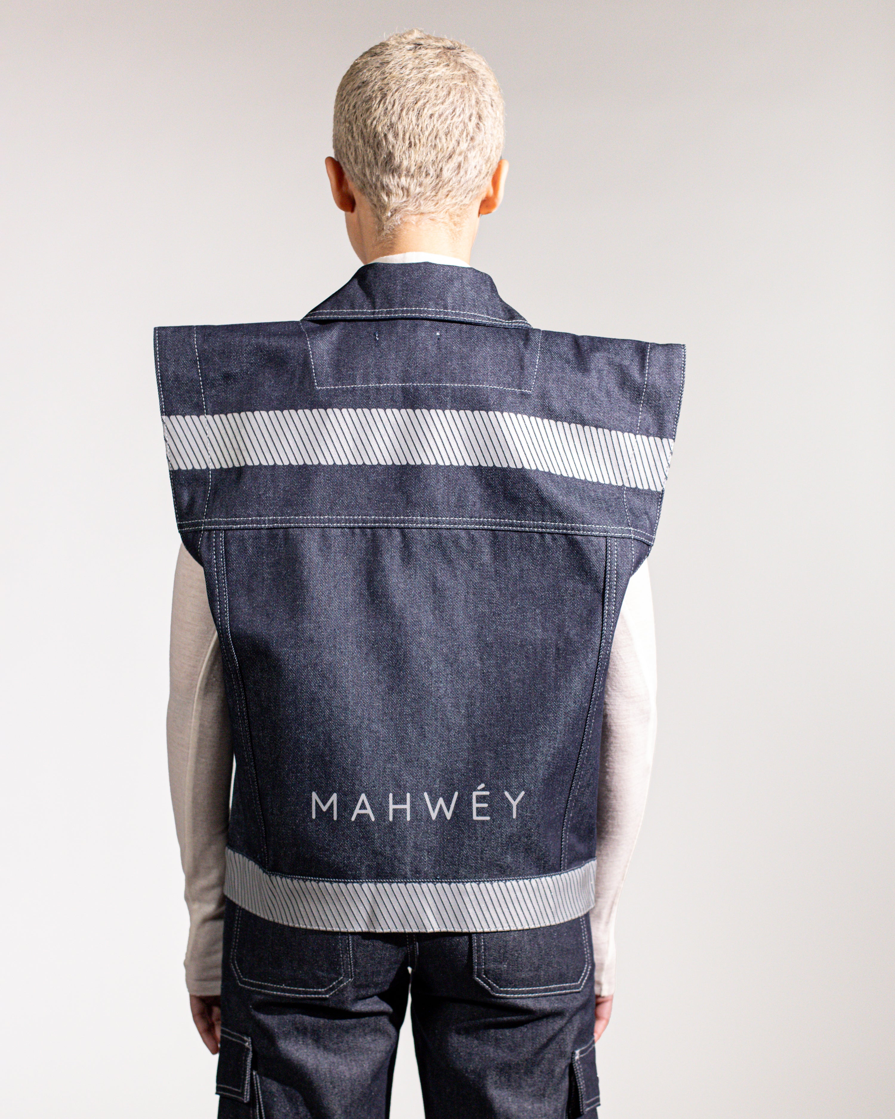 Oversized denim gilet for women