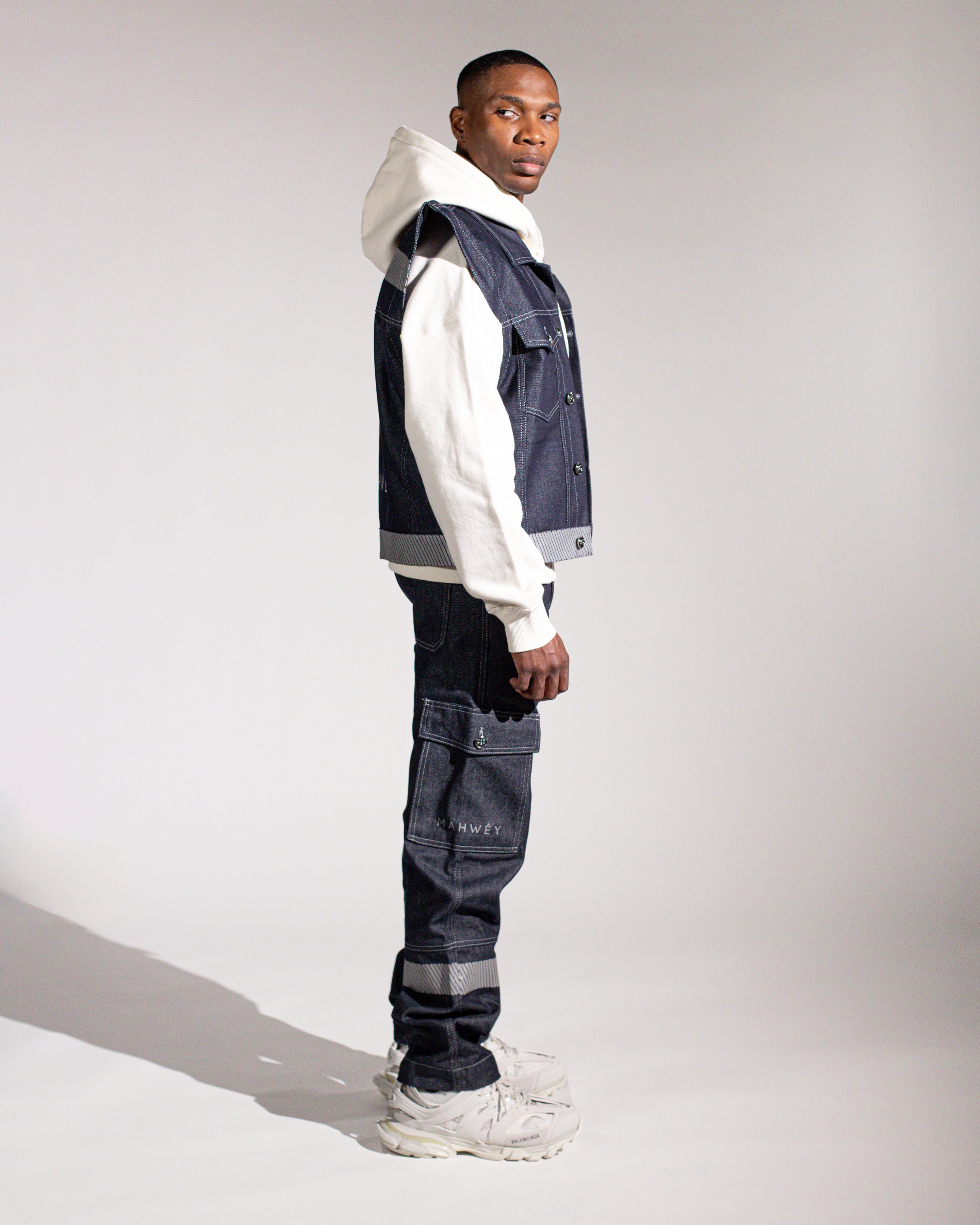 Oversized denim gilet men