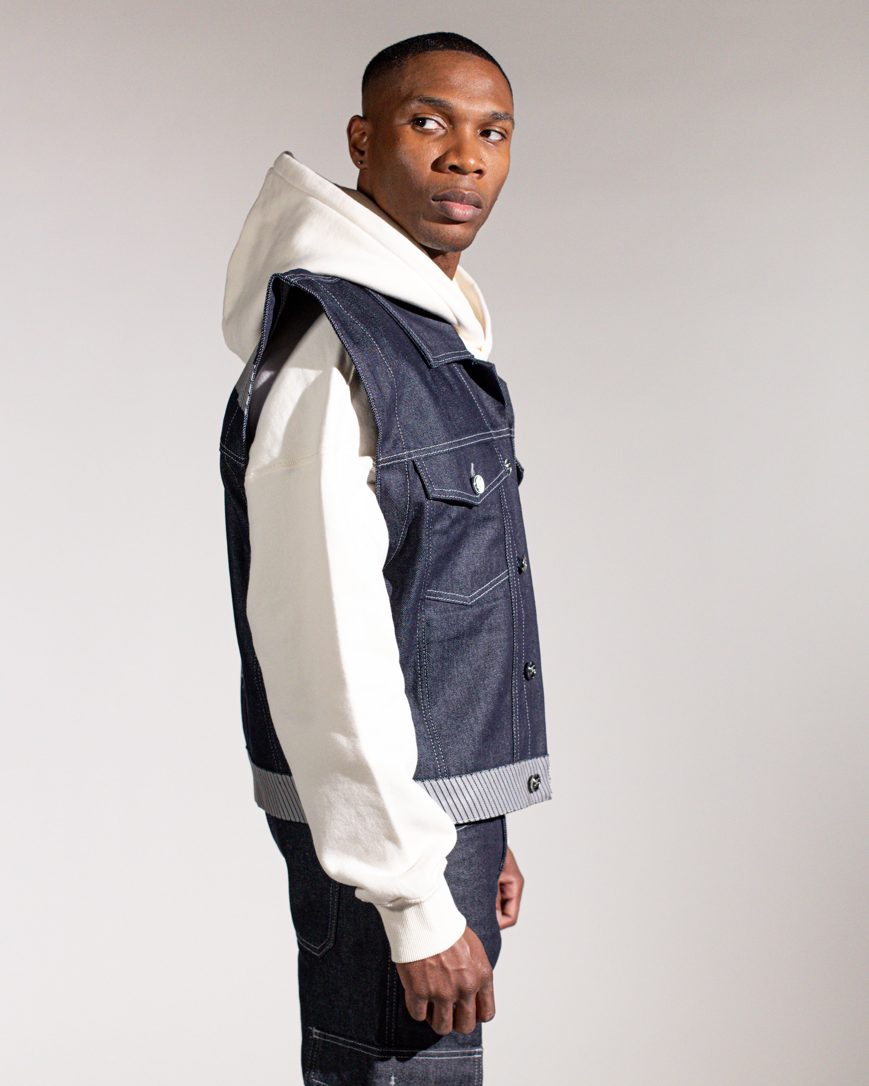Oversized denim gilet men