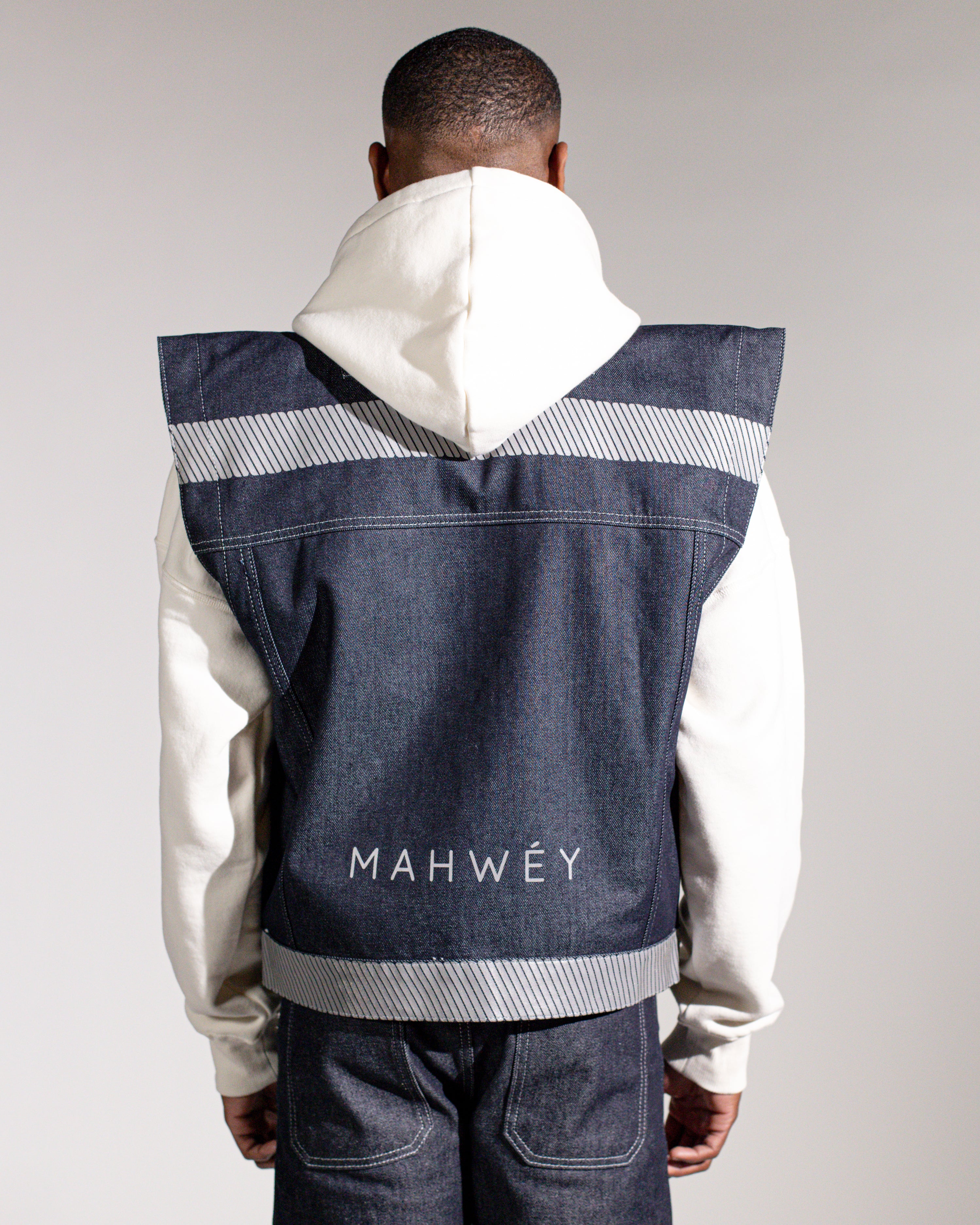 MAHWEY Oversized denim gilet men